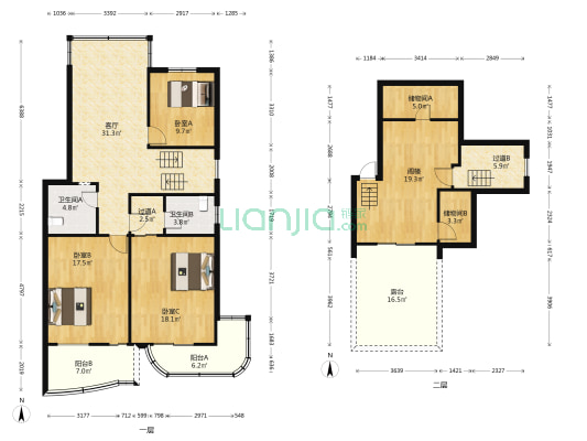 湖滨公寓小区 3室1厅2卫 108平方