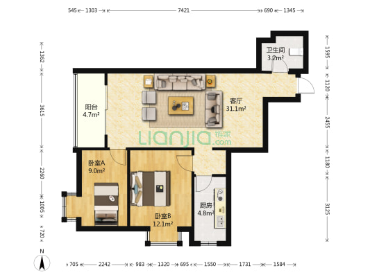 东和科苑 2室1厅1卫 78平方