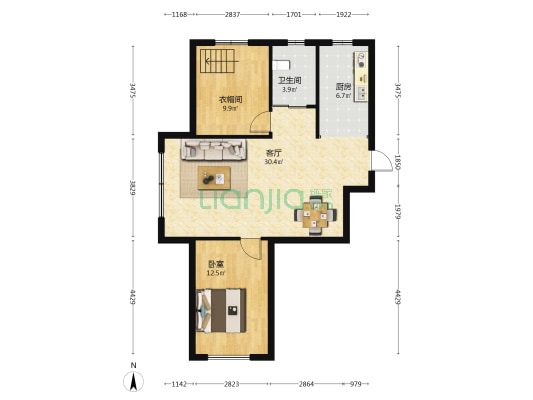 港岸鑫城 1室1厅1卫 85平方