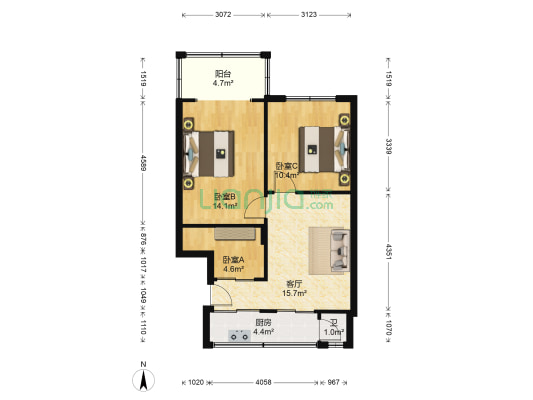 复兴巷14号 3室1厅1卫 61平方