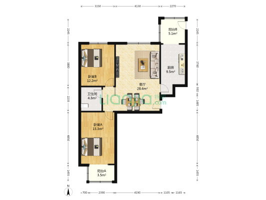 汇龙湾小区 2室1厅1卫 100平方