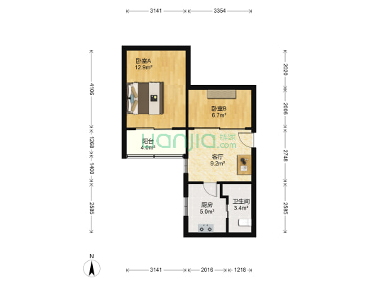 繁荣昌盛 2室1厅1卫 60平方