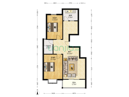 水语花城 2室1厅1卫 100平方