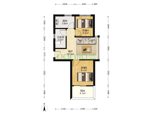 金典家园 2室1厅1卫 59平方