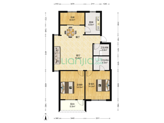 融侨花园二区 3室1厅2卫 100平方
