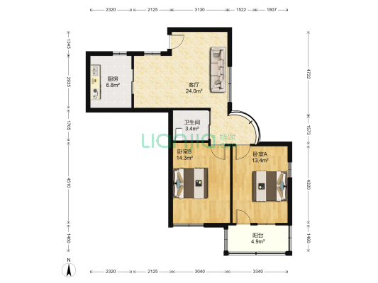 中侨大楼 2室1厅1卫 78平方