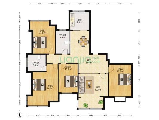 国华印象 4室2厅2卫 174平方