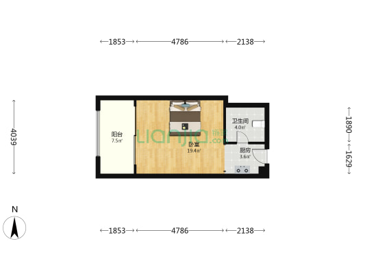 华茂广场 1室0厅1卫 44平方