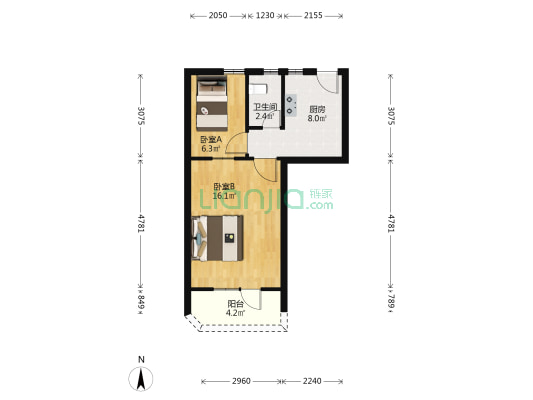 城北新村 2室0厅1卫 45平方