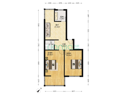 簇锦南街82号 2室1厅1卫 74平方