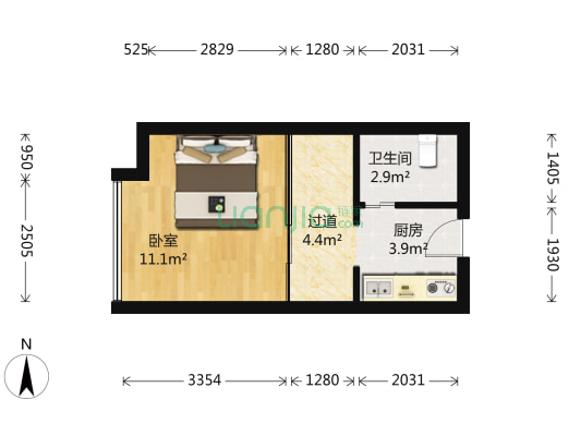 银泰广场 1室0厅1卫 32平方