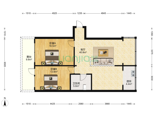 金海永安花园 2室1厅1卫 111平方