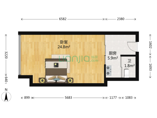 佳园生活广场 1室0厅1卫 44平方