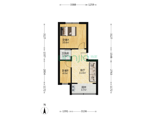 陵州路一段282号 2室1厅1卫 43平方