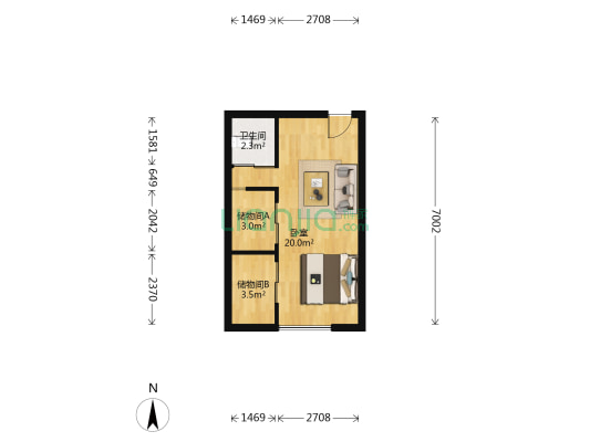 麦田时光 1室0厅1卫 47平方