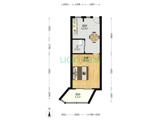 明阳公寓 1室0厅1卫 50平方