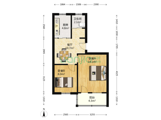 新元路11号 2室1厅1卫 56平方