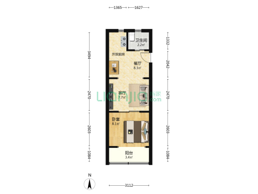 常德路948弄 1室2厅1卫 38平方