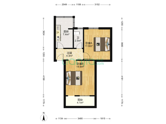 铁西二里 2室0厅1卫 52平方