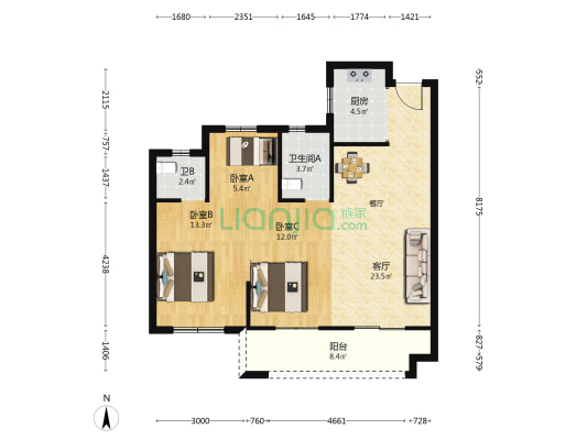 樾和湾 3室1厅2卫 88平方