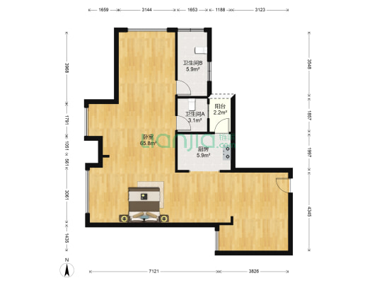 蓝光品质公寓楼+水电气三通+居家舒适+看房方便-户型图