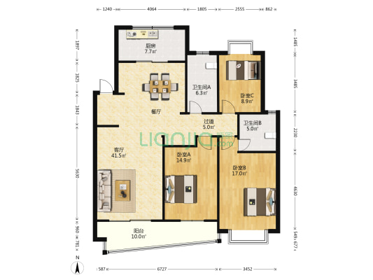 育才苑 3室1厅2卫 133平方
