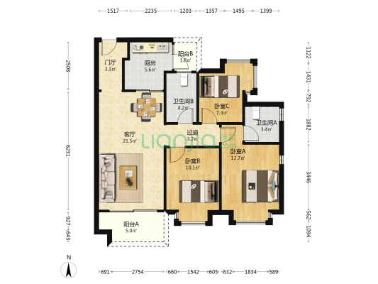 四季悦山 3室1厅2卫 99平方