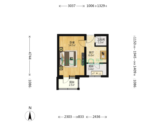 机械研究院东区 1室1厅1卫 35平方