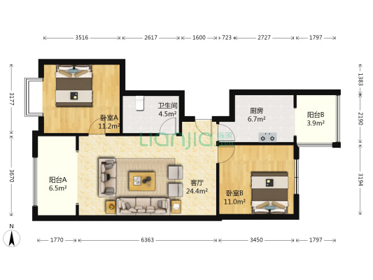 富丽国际西区 2室1厅1卫 99平方