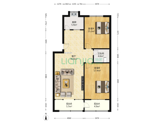 金昌公寓 2室1厅1卫 104平方