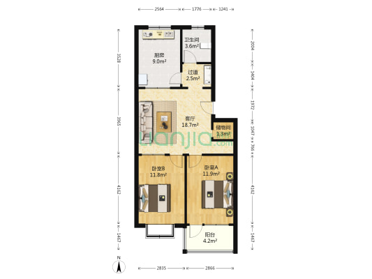 南苑鑫城 2室1厅1卫 81平方