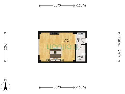 中央金座 1室0厅1卫 47平方