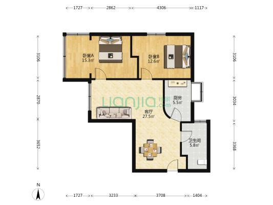 电力社区(武昌) 2室1厅1卫 81平方