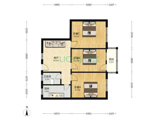 燃料公司家属院 3室1厅1卫 88平方