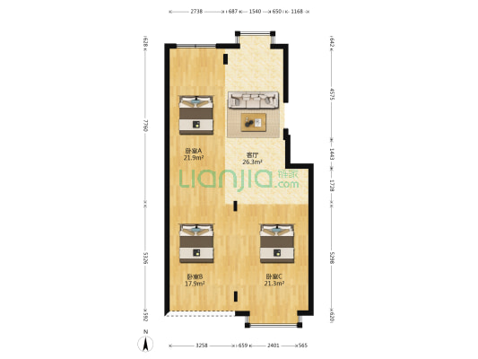 绿景小区 3室1厅0卫 105平方