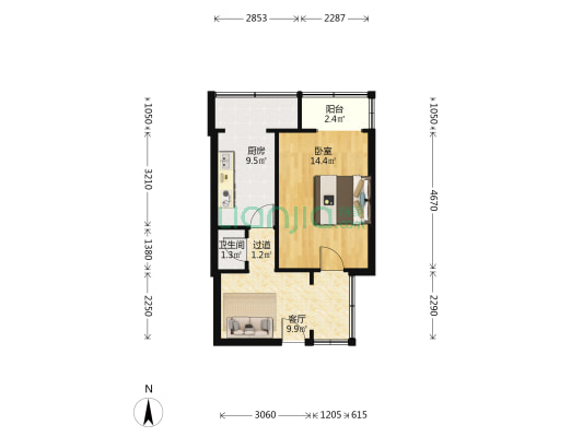 西马棚街23号 1室1厅1卫 43平方