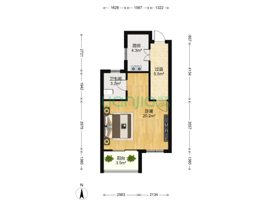 金穗花园 1室0厅1卫 48平方