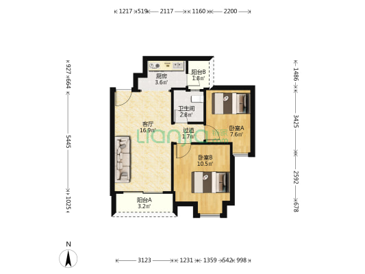 星座尚筑 2室1厅1卫 59平方