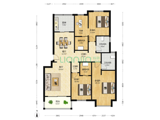 金域华城 4室2厅2卫 143平方