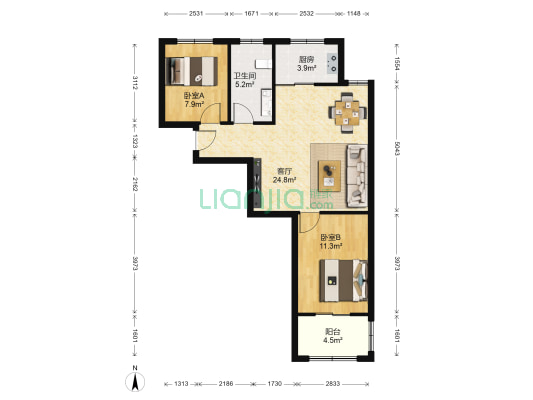 安康佳园北区 2室1厅1卫 81平方