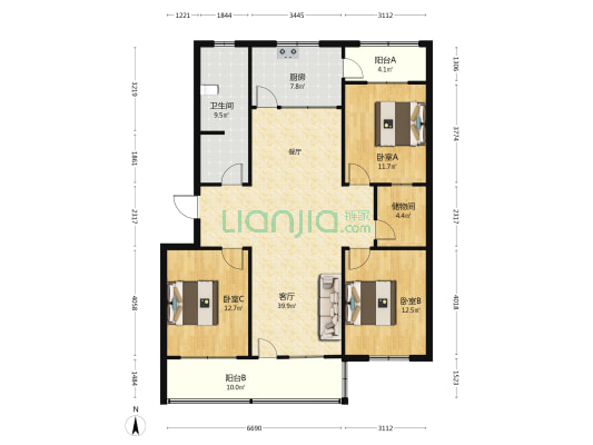 农行家属院(正阳路) 3室1厅1卫 136平方