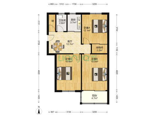 锡山新村 3室1厅1卫 89平方