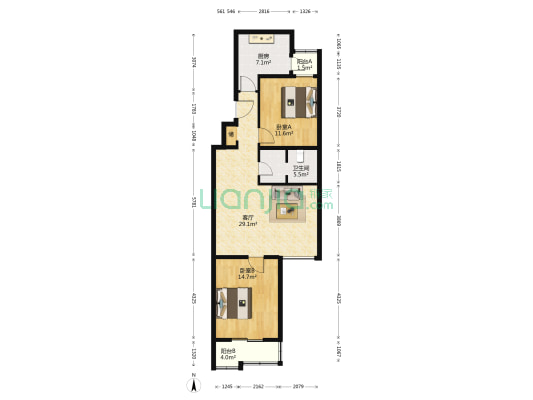城市林曦 2室1厅1卫 101平方