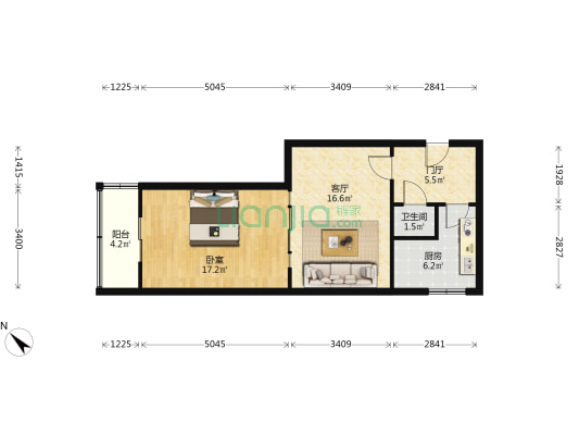 复新楼 1室1厅1卫 44平方