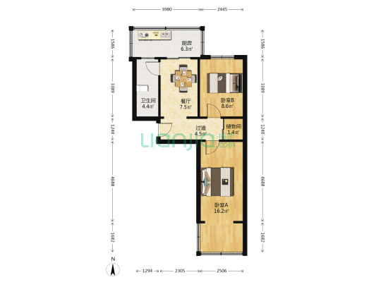 后大街 2室1厅1卫 54平方