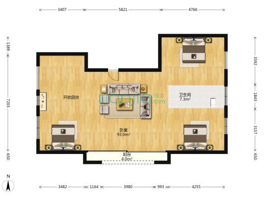 观澜湖·观园 1室0厅1卫 77平方
