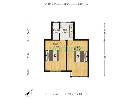 六一小区 2室0厅1卫 50平方