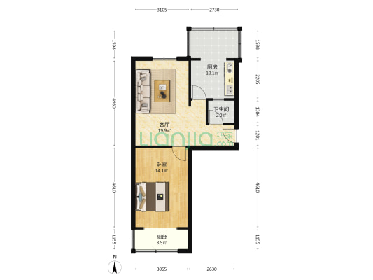 人民检察院家属院 1室1厅1卫 57平方