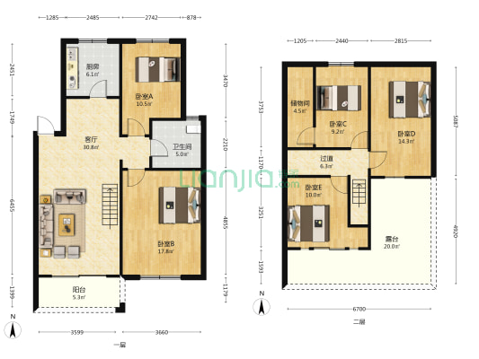 鉴水人家东区 5室1厅1卫 120平方