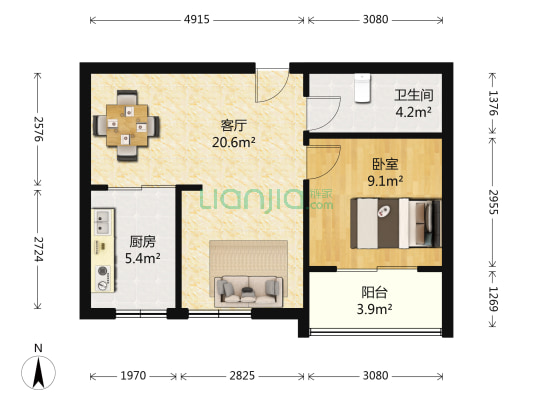 沈塘新村 1室1厅1卫 53平方